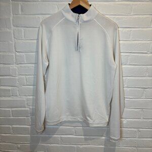 Peter Millar Seaside Sweater 1/4 Zip Pullover White Golf Stretch Men's Medium